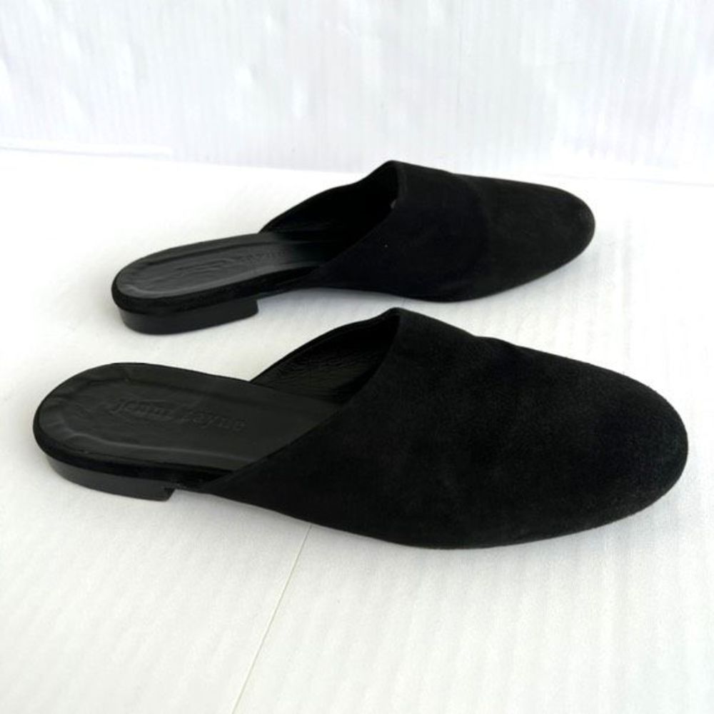 Jenni Kayne Leather Mule Slides Italian Made Black Suede Oiled Women's Size 7